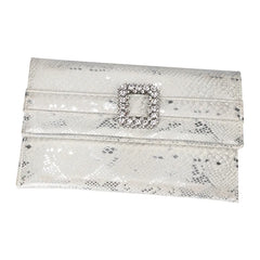 Snake Pattern Envelope Dinner Bag Women's Rhinestone Belt