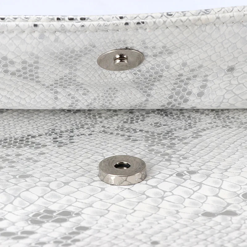 Snake Pattern Envelope Dinner Bag Women's Rhinestone Belt