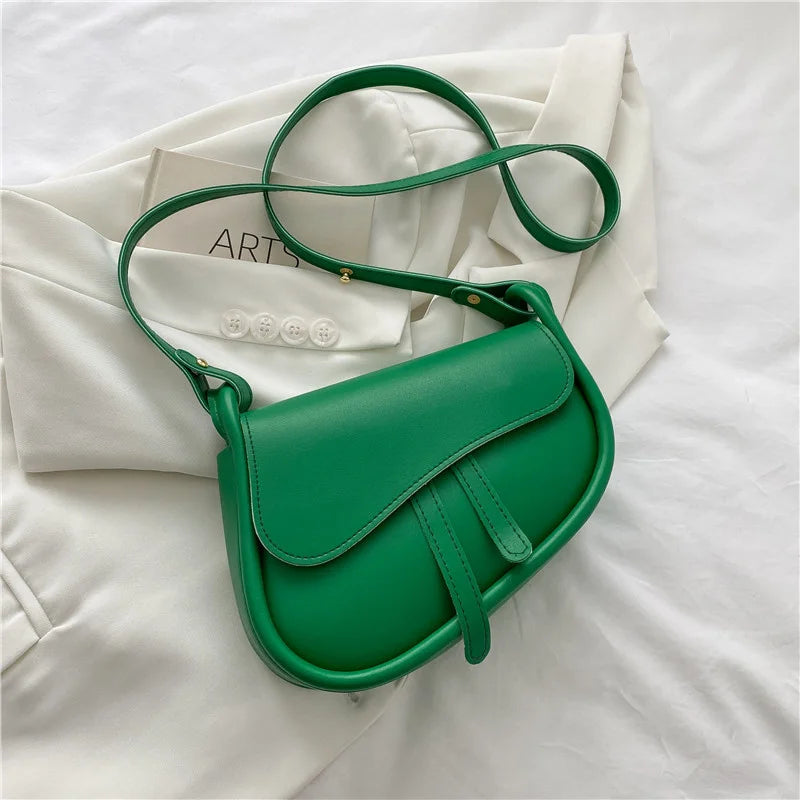 High Solid PU Leather Crossbody Female Messenger Bag Saddle Bag
