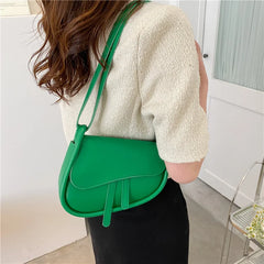 High Solid PU Leather Crossbody Female Messenger Bag Saddle Bag