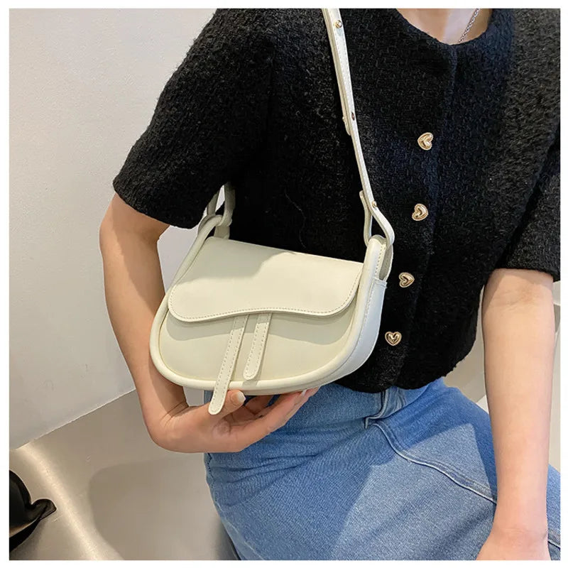 High Solid PU Leather Crossbody Female Messenger Bag Saddle Bag