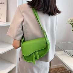 High Solid PU Leather Crossbody Female Messenger Bag Saddle Bag