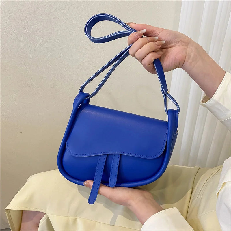 High Solid PU Leather Crossbody Female Messenger Bag Saddle Bag