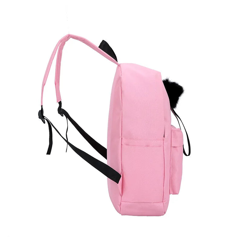 Women's Canvas Backpack School Bag for Girls Rucksack Pink