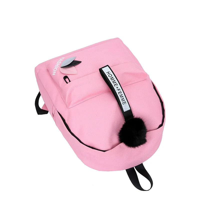 Women's Canvas Backpack School Bag for Girls Rucksack Pink