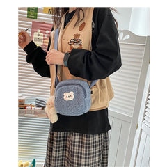 Hot Autumn And Winter Bear Messenger Bag Women Plush Mobile Phone Bag