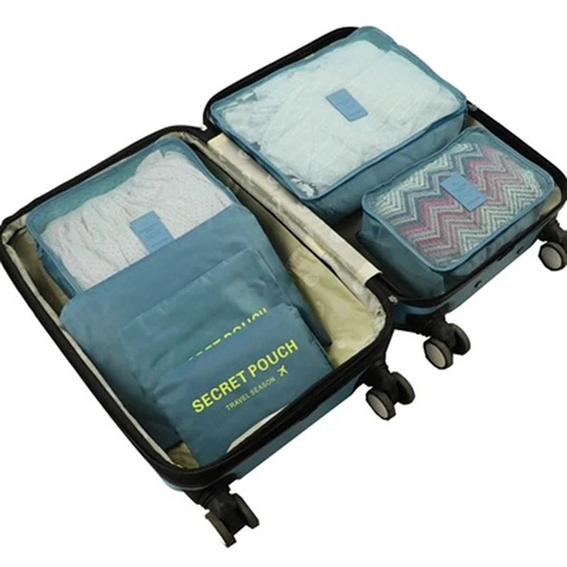 6Pcs Travel Clothes Storage Waterproof Bags Portable Luggage Organizer Pouch