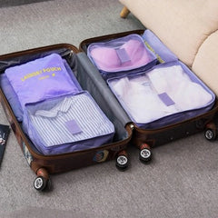 6Pcs Travel Clothes Storage Waterproof Bags Portable Luggage Organizer Pouch
