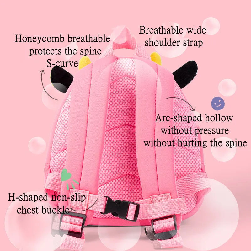 3D Cartoon Animal Backpack Unisex Daily Waterproof School Bag for Toddler