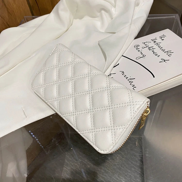PU Leather Handbag Solid Lingge Pattern Women's Travel Wallet