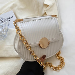 Women Orange Saddle Bag Chain Shoulder Bag Crossbody Bag