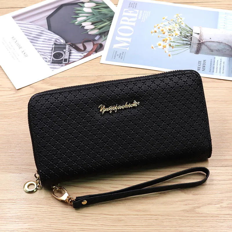 Women's Zipper Wallet Large Capacity PU Leather Hand Purse