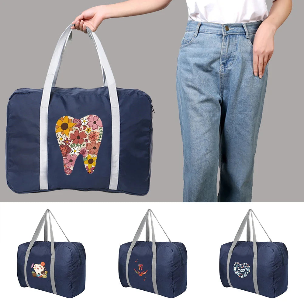 Large Capacity Folding Travel Bags Handbag Duffle Bag Teeth Printed