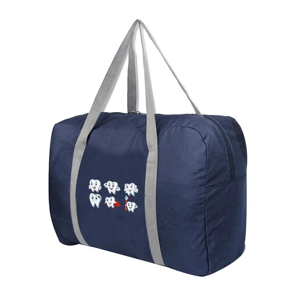 Large Capacity Folding Travel Bags Handbag Duffle Bag Teeth Printed