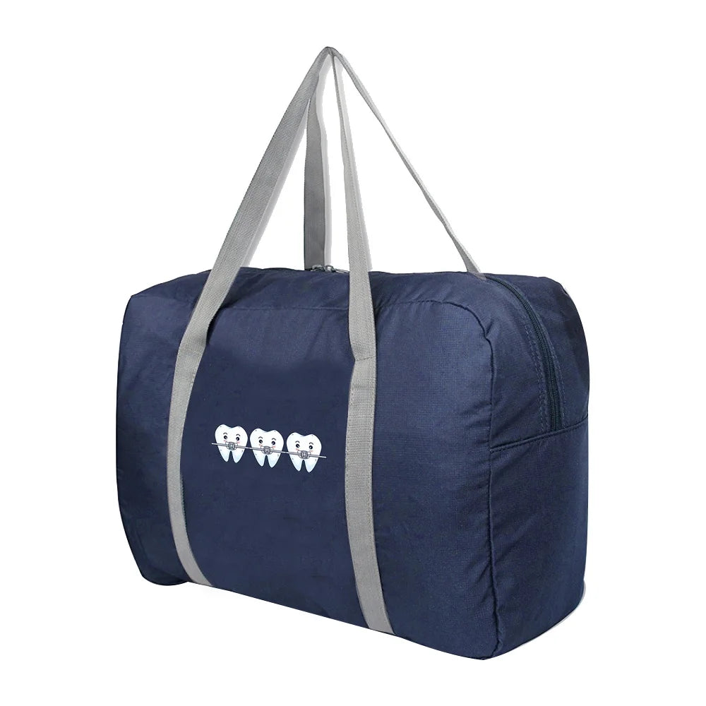 Large Capacity Folding Travel Bags Handbag Duffle Bag Teeth Printed