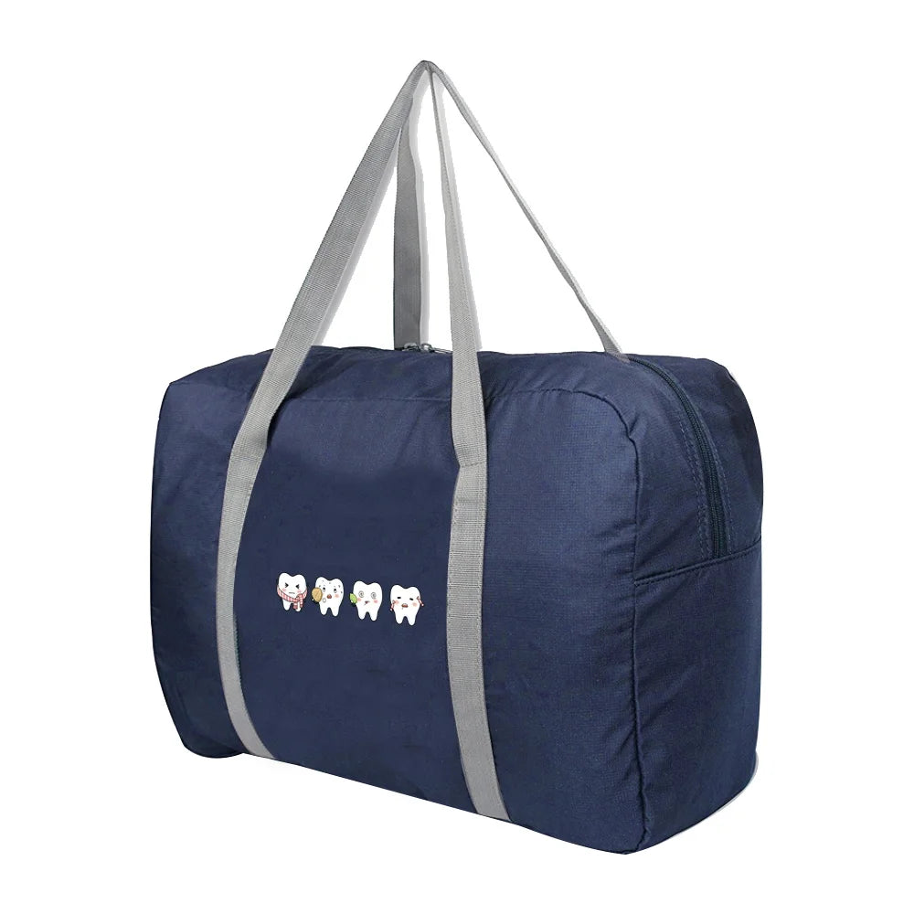 Large Capacity Folding Travel Bags Handbag Duffle Bag Teeth Printed