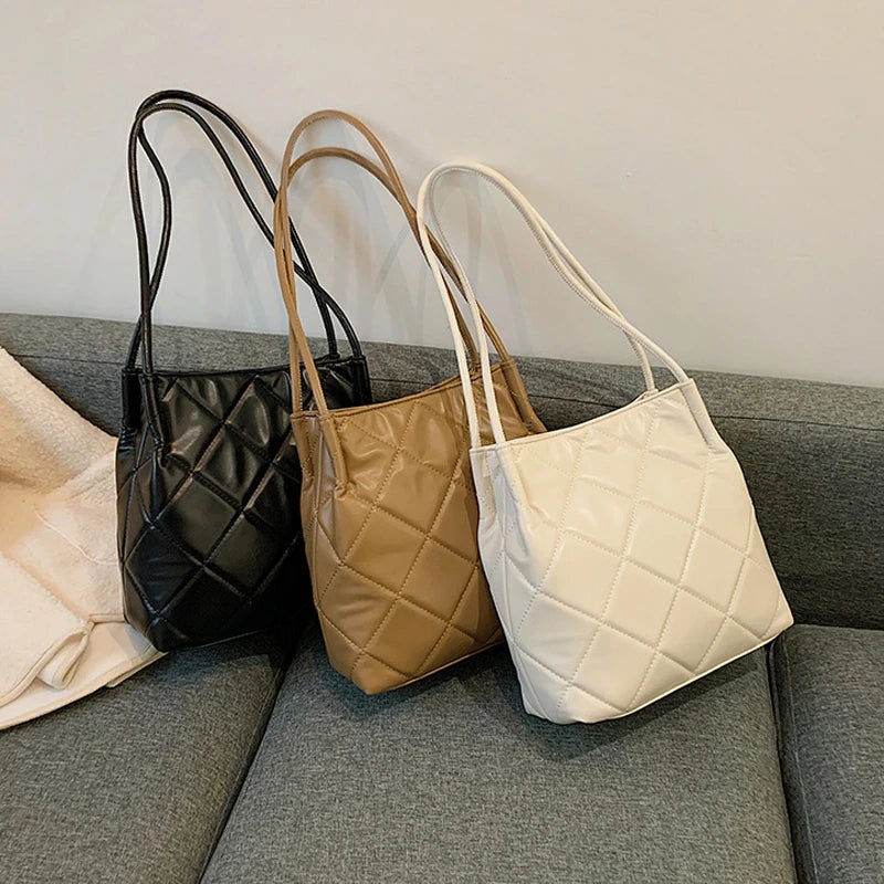Large Capacity Shoulder Bag Ladies Handbags PU Leather Bucket Bags For Women