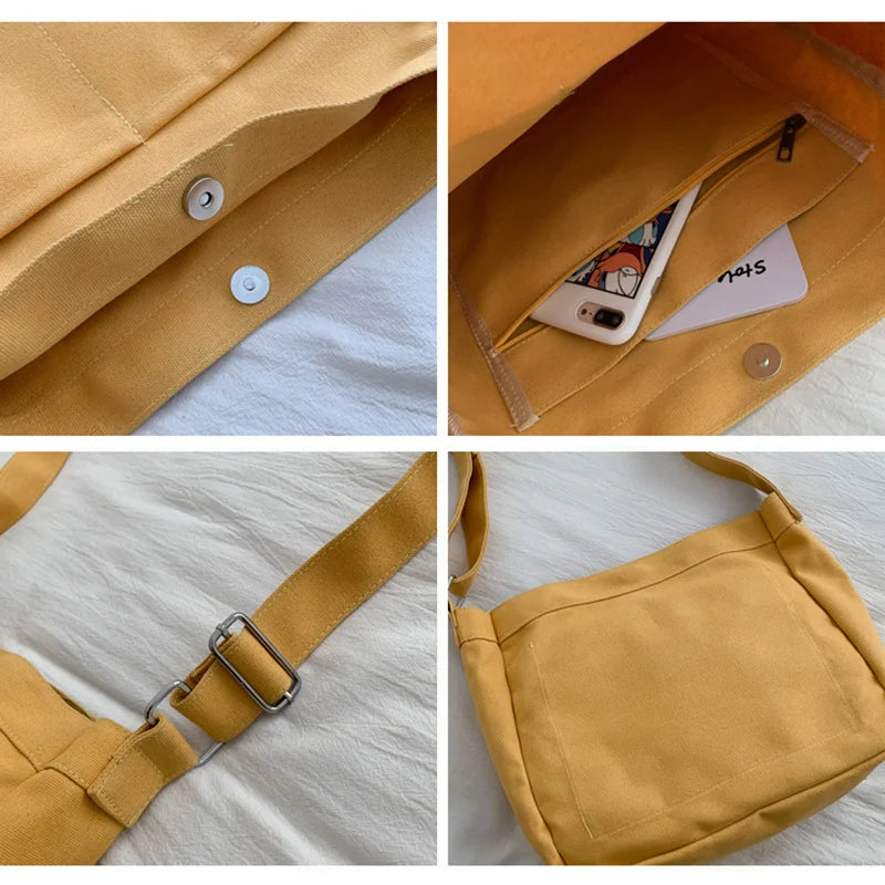 Large Capacity Canvas Shoulder Bag Women School Bag