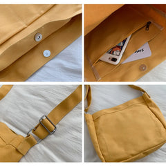 Large Capacity Canvas Shoulder Bag Women School Bag