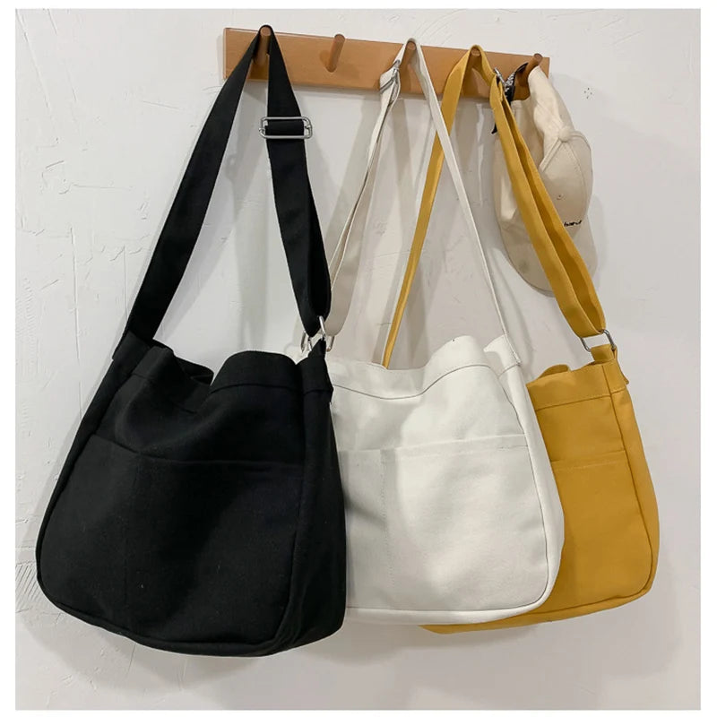 Large Capacity Canvas Shoulder Bag Women School Bag