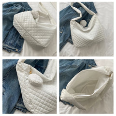 Lattice Pattern Shoulder Bag with Large Capacity