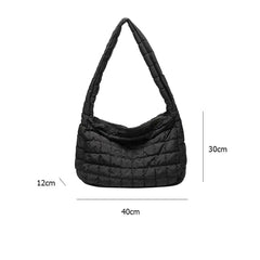 Lattice Pattern Shoulder Bag Space Cotton Handbag Women Large Capacity