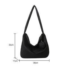 Lattice Pattern Shoulder Bag with Large Capacity