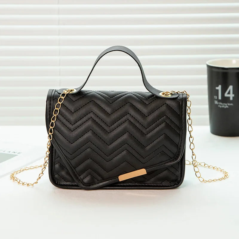 Embroidered Small Square Bag Shoulder Messenger Chain Handbag