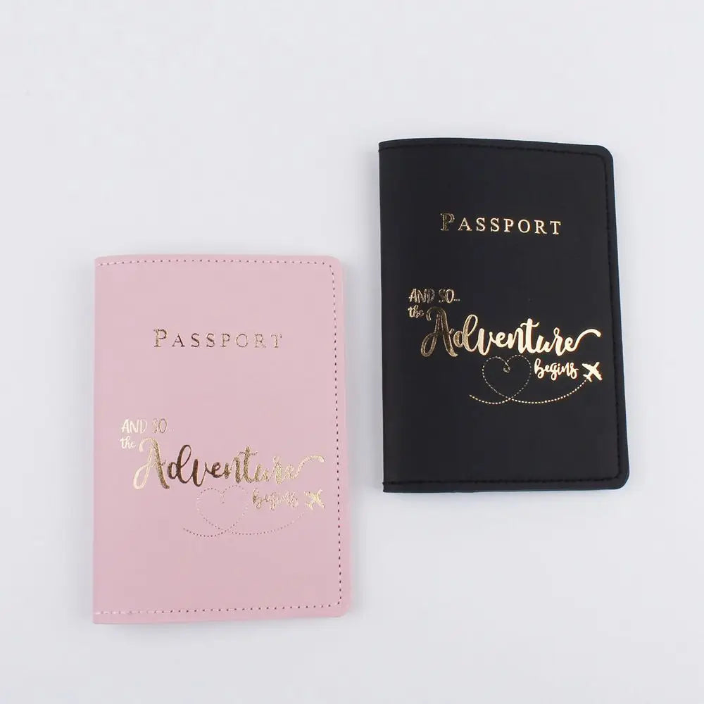 Lover Couple Passport Cover Hot Stamping Plane Women Men Travel Wedding