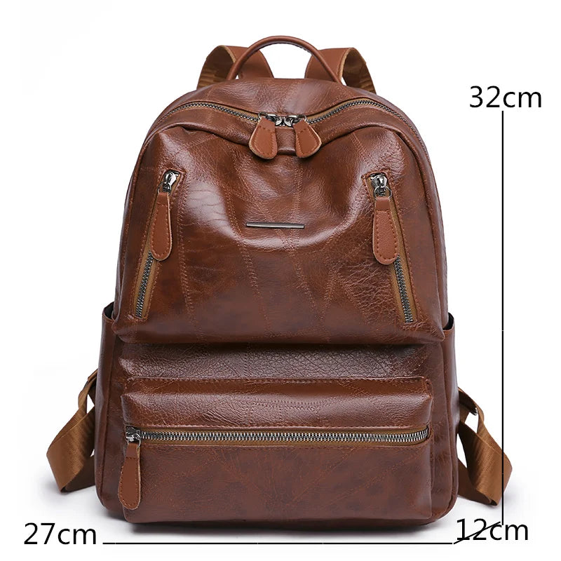 Women Soft Leather Backpack Large Capacity Ladies Travel School Bag