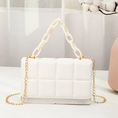 PU Leather Shoulder Bags for Women Chain Rhomboid Crossbody Bags