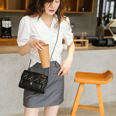 Leather Chain Crossbody Bags for Women Handbags Shoulder Bags