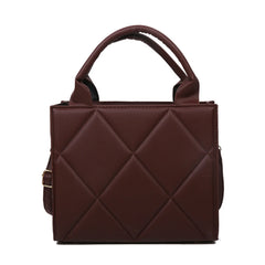 Women Leather Shoulder Bag Plaid Crossbody Tote