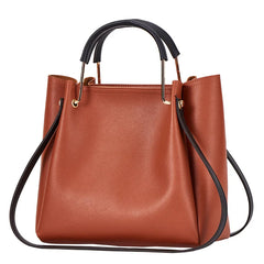 Women's PU Leather Bucket Bag Large Capacity Shoulder Handbag