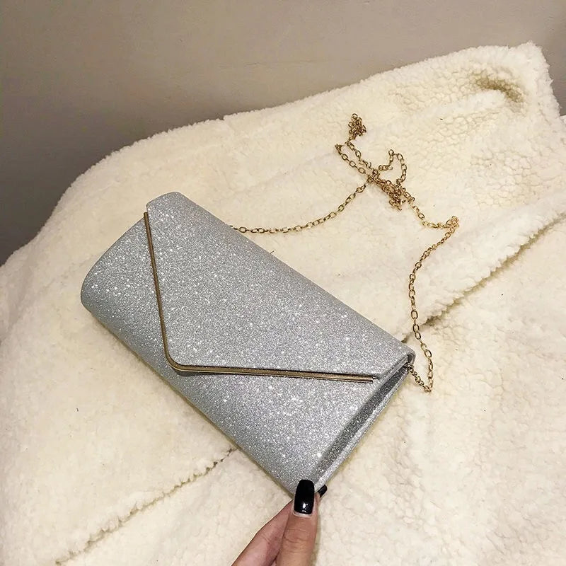 Glitter Envelope Clutch Evening Bag Vintage Wedding Handbag