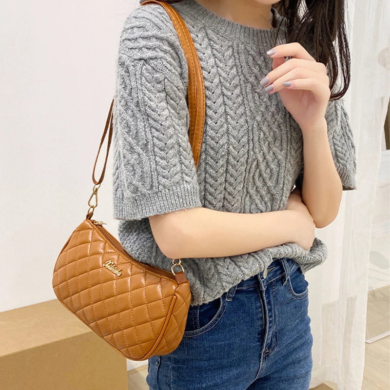 Small Messenger Bag for Women Lingge Embroidery Camera Female Shoulder Bag Chain