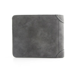 Men's Short Frosted Leather Wallet Retro Two Fold Vertical