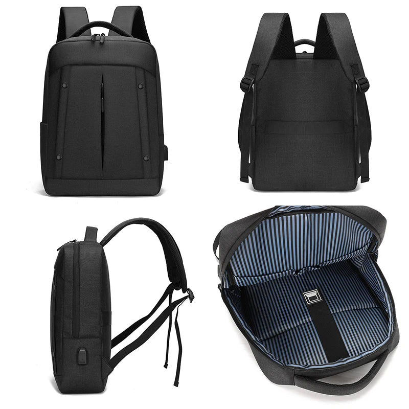 Men's Backpack 15.6 Inch Laptop Bag USB Charging Waterproof Rucksack