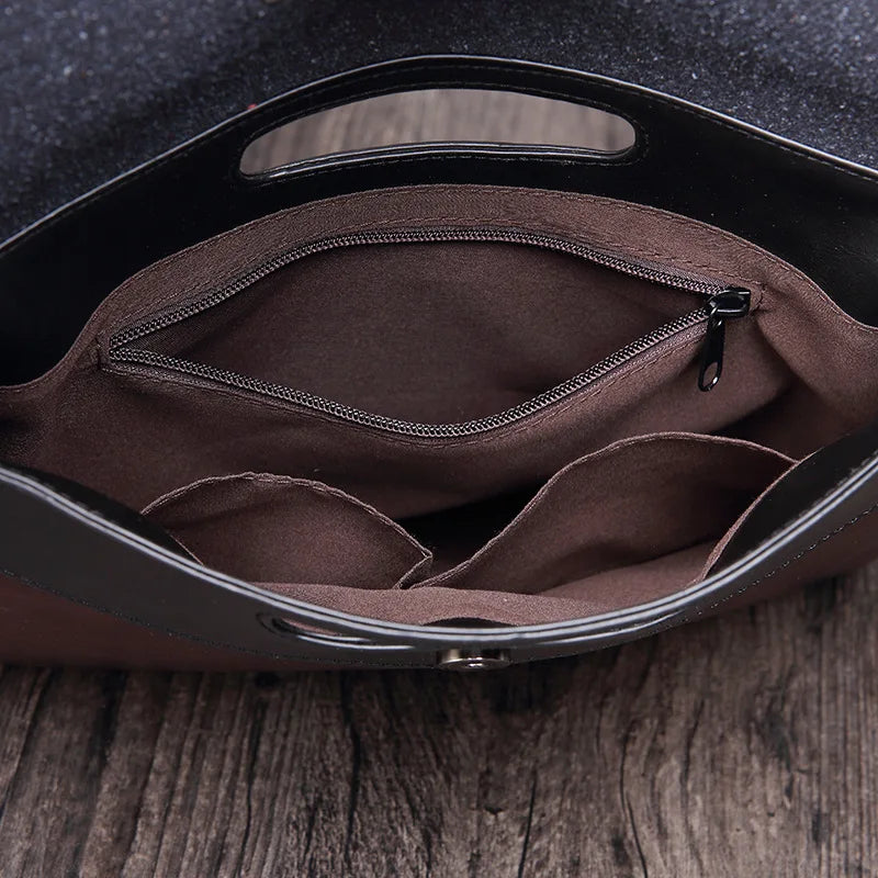 Men's Crazy Horse Leather Briefcase Office Folder Handbag Vintage File Bag