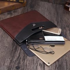 Men's Crazy Horse Leather Briefcase Office Folder Handbag Vintage File Bag