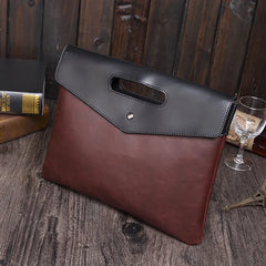 Men's Crazy Horse Leather Briefcase Office Folder Handbag Vintage File Bag