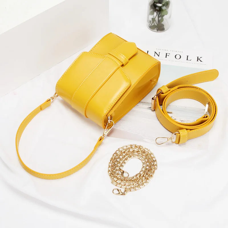 Ms. PU Leather Solid Shoulder Bag Mobile Phone Bag with Wide Shoulder Strap