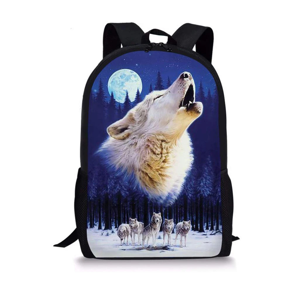 3D Cartoon School Bag For Gilrs Boys Wolf Pattern Backpack Children School Bags
