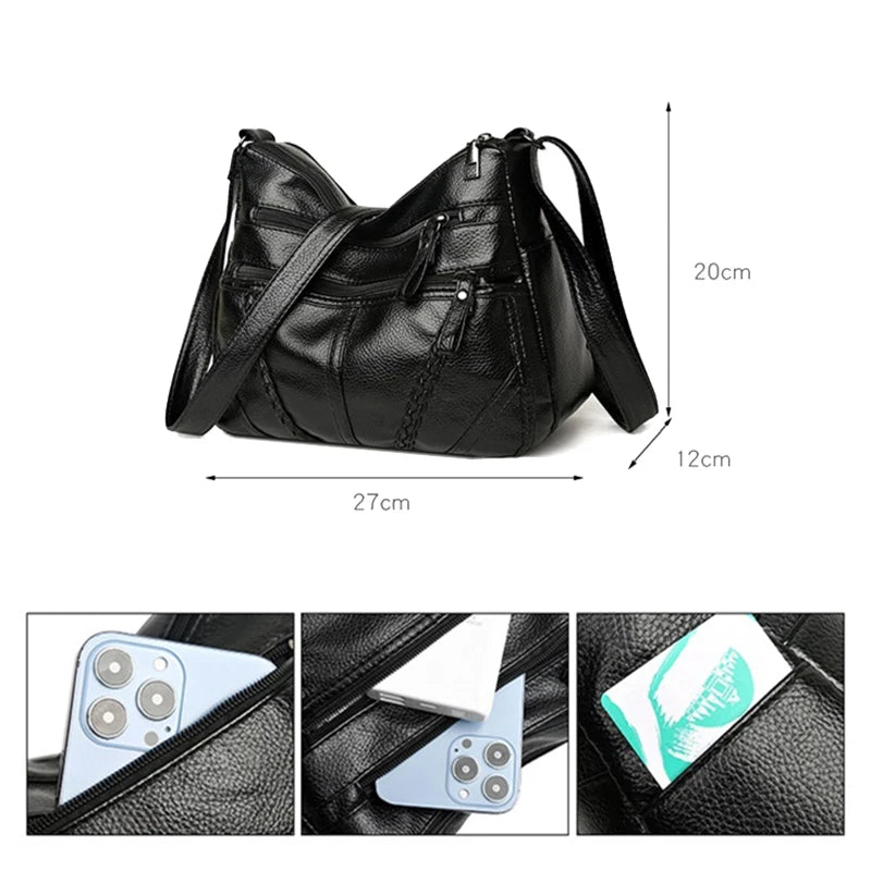 Vintage Leather Crossbody Bag Women | Shoulder Purse
