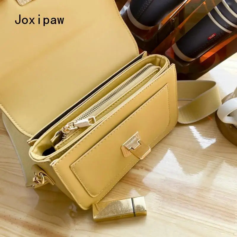 Soft Leather Crossbody Bag for Women, Casual Flap Messenger Bag
