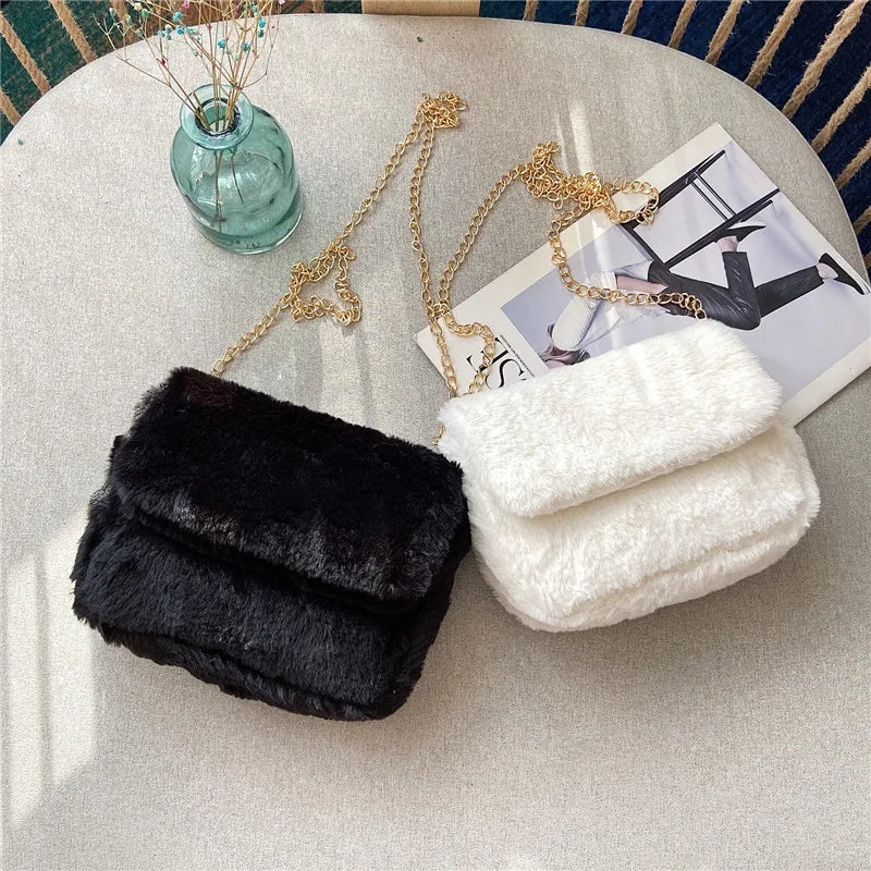 Plush Crossbody Bag Women's Shoulder Wallet Girls Handbag