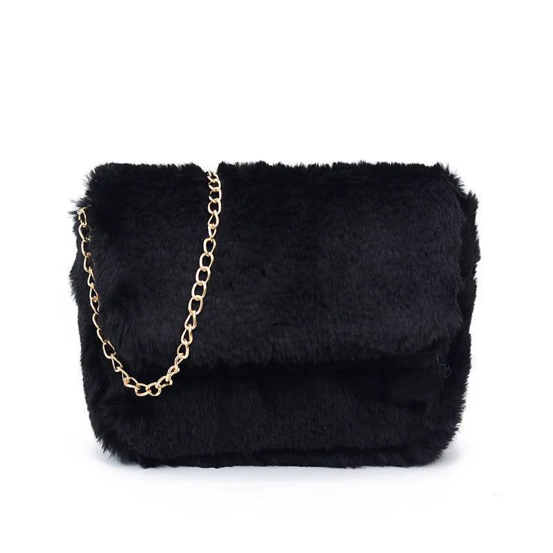 Plush Crossbody Bag Women's Shoulder Wallet Girls Handbag