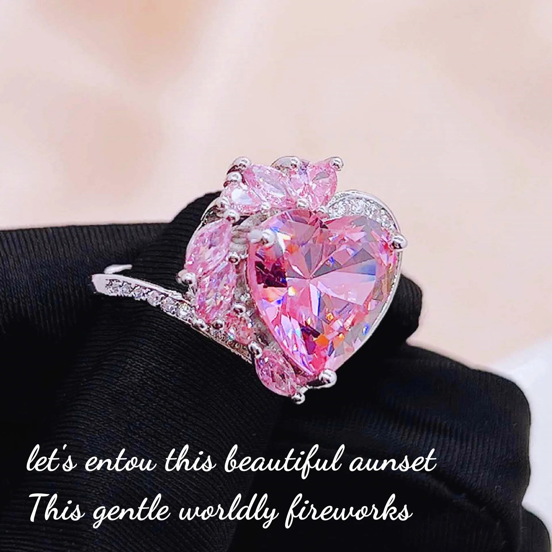 Arrival Pink Crystal Morganite Zirconia Jewelry Set
