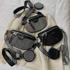 Women's Rhinestone Shoulder Messenger Bag All-match Saddle Tide Rhinestone Bag
