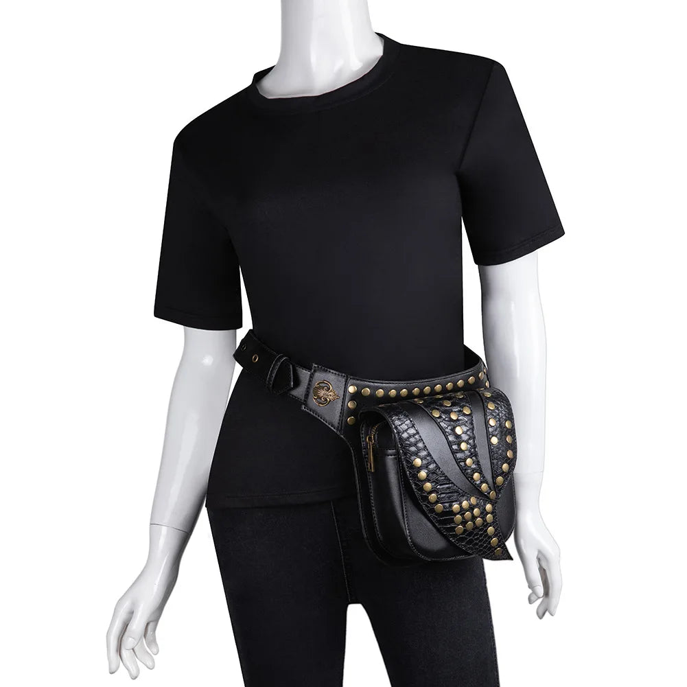 Punk Rivet Waist Bag Retro Tactical Chest Bag Women